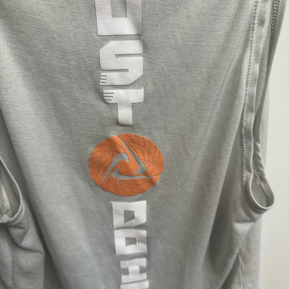 Nike Women's Light Gray Tank Top with Orange Detail